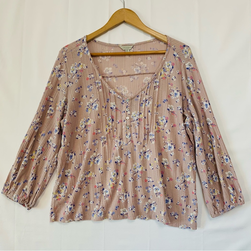 LUCKY BRAND Floral Long Sleeve Tee Size Large